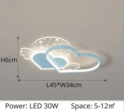 Pink heart wing love led chandelier bedroom ceiling light