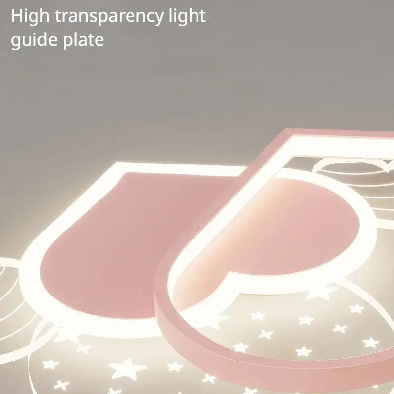 Pink heart wing love led chandelier bedroom ceiling light