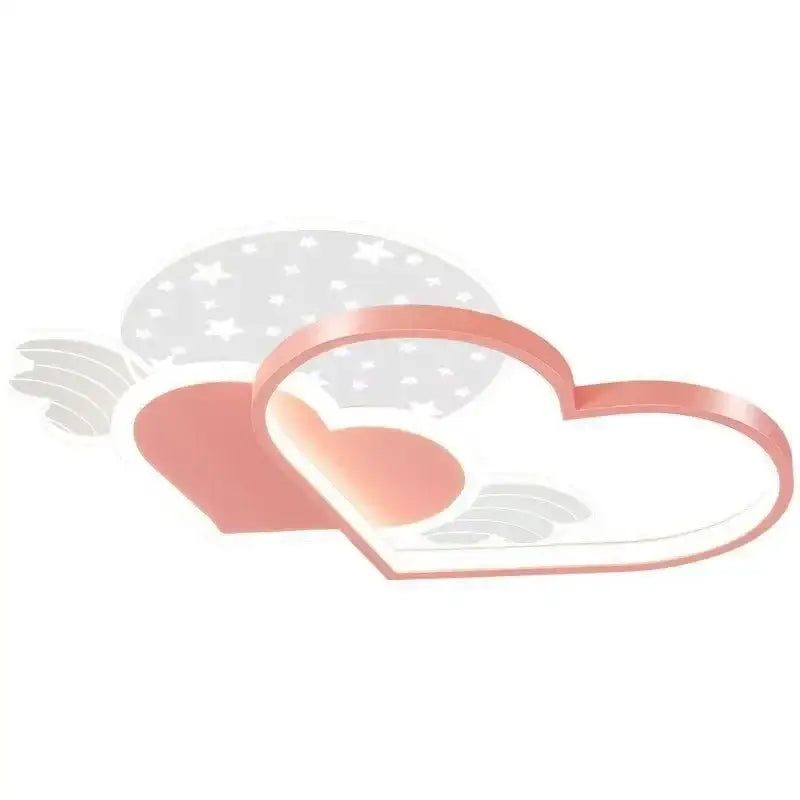 Pink heart wing love led chandelier bedroom ceiling light