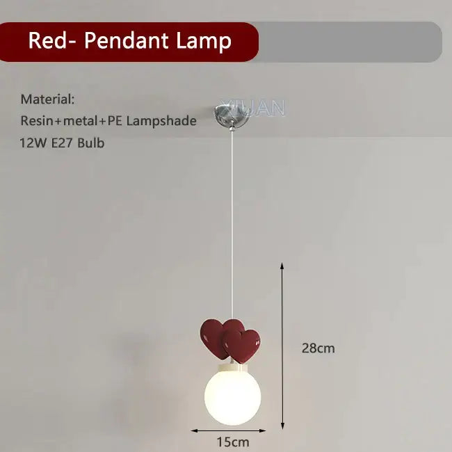 Pastel pink ceramic heart love wall lamp for nursery room decor