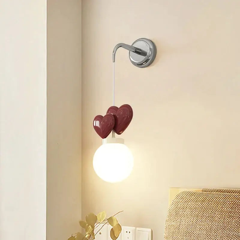 Pastel pink ceramic heart love wall lamp for nursery room decor