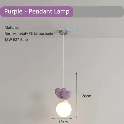 Pastel pink ceramic heart love wall lamp for nursery room decor