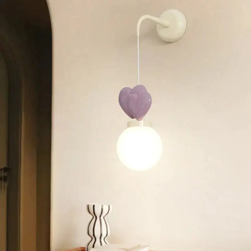 Pastel pink ceramic heart love wall lamp for nursery room decor