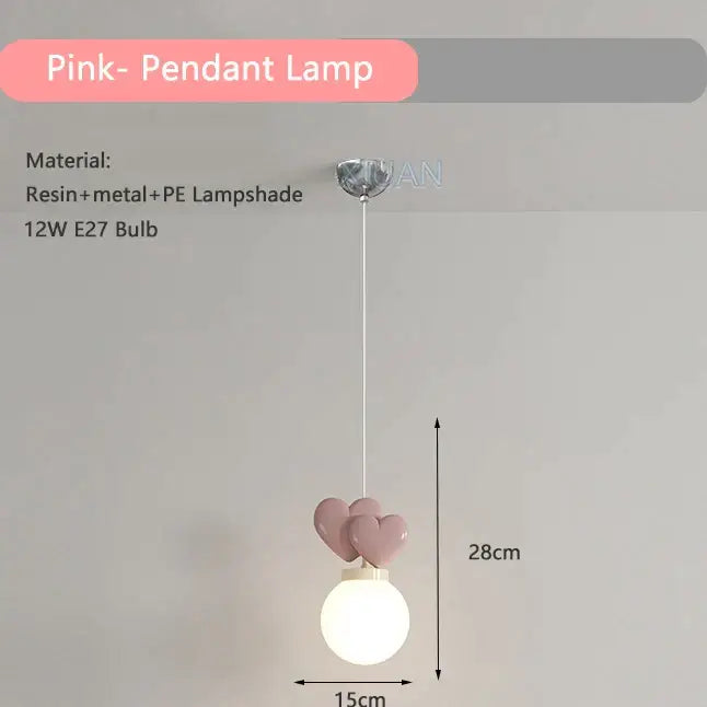 Pastel pink ceramic heart love wall lamp for nursery room decor