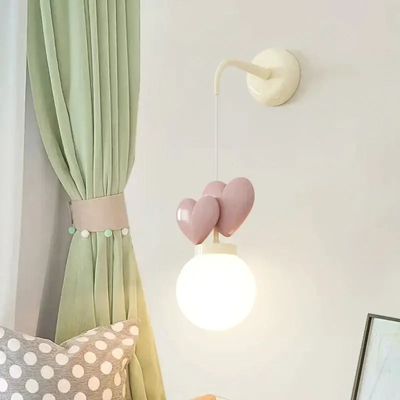 Pastel pink ceramic heart love wall lamp for nursery room decor