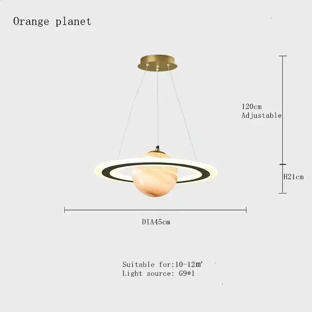 Modern saturn planet earth pendant bedroom light off-white & black