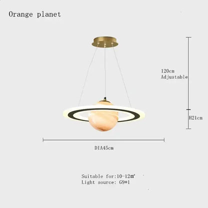 Modern saturn planet earth pendant bedroom light off-white & black