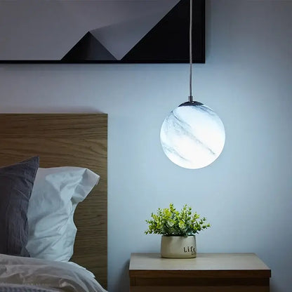 Modern saturn planet earth pendant bedroom light off-white & black