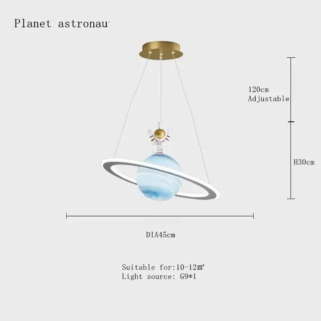 Modern saturn planet earth pendant bedroom light off-white & black