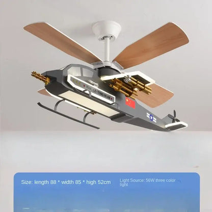 Blue airplane helicopter fan light – boys bedroom ceiling fan