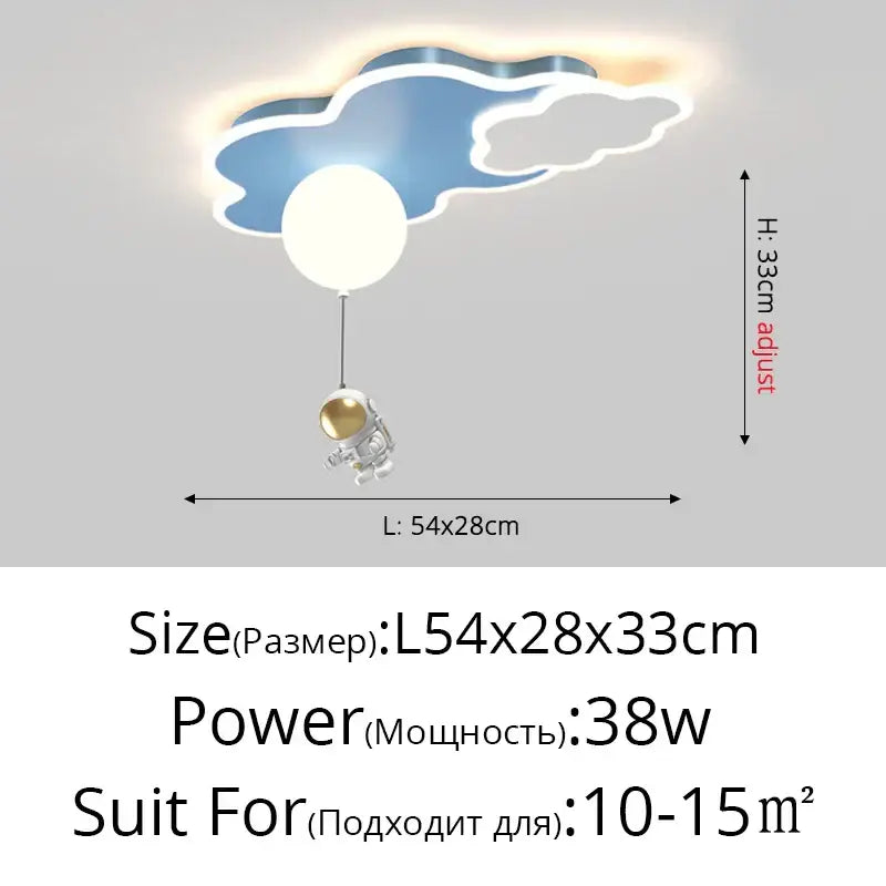 Whimsical astronaut cloud ceiling chandelier light bedroom led decor