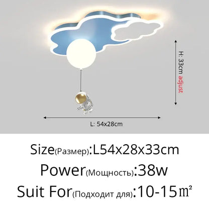 Whimsical astronaut cloud ceiling chandelier light bedroom led decor