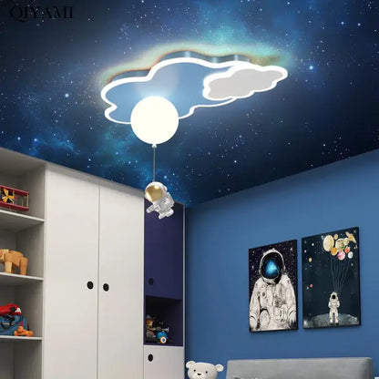 Whimsical astronaut cloud ceiling chandelier light bedroom led decor