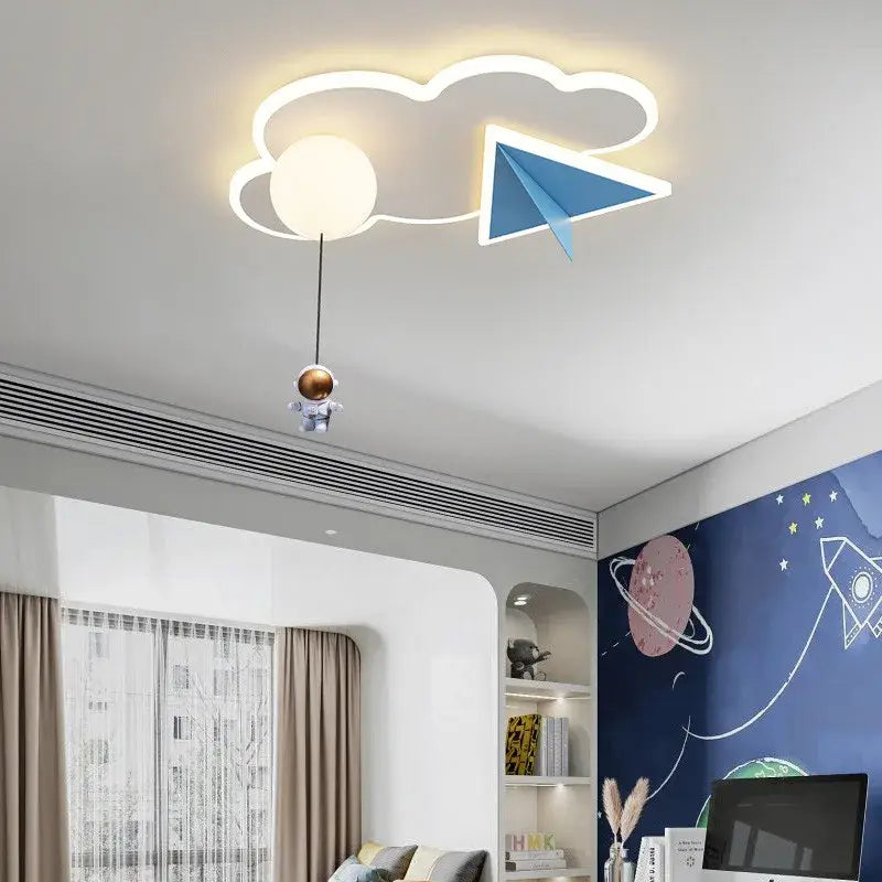 Whimsical astronaut cloud ceiling chandelier light bedroom led decor