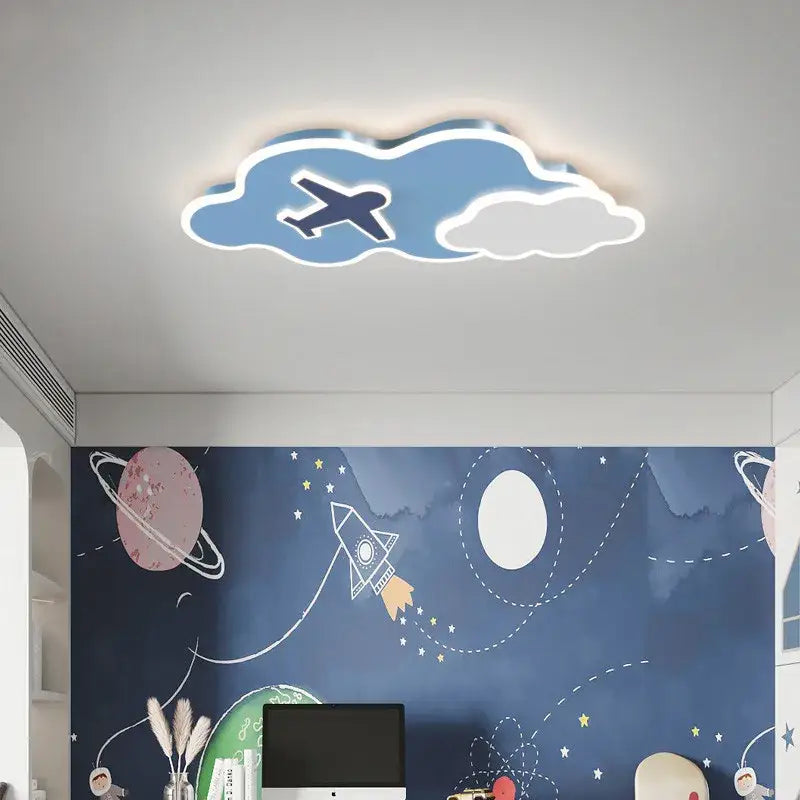 Whimsical astronaut cloud ceiling chandelier light bedroom led decor