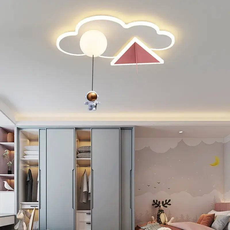 Whimsical astronaut cloud ceiling chandelier light bedroom led decor