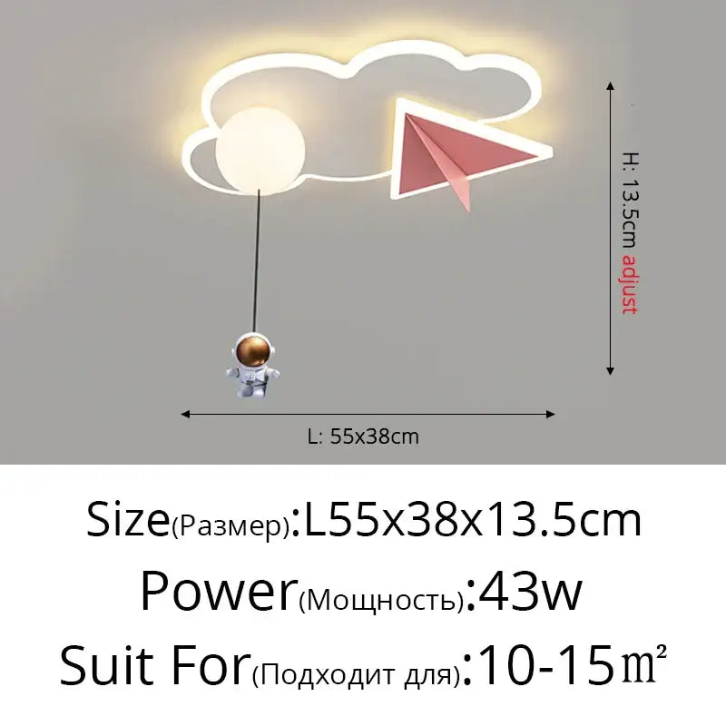 Whimsical astronaut cloud ceiling chandelier light bedroom led decor
