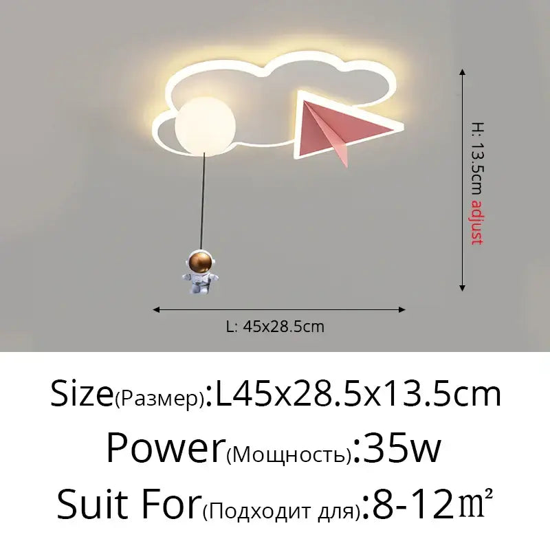 Whimsical astronaut cloud ceiling chandelier light bedroom led decor