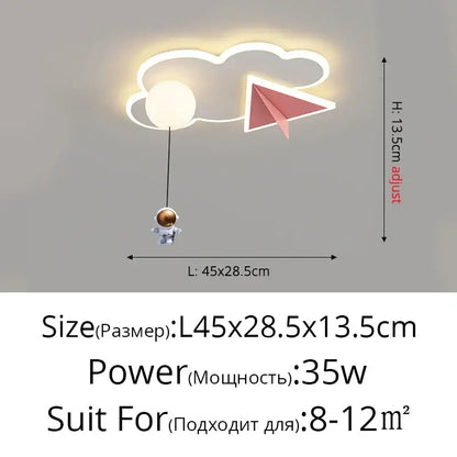 Whimsical astronaut cloud ceiling chandelier light bedroom led decor
