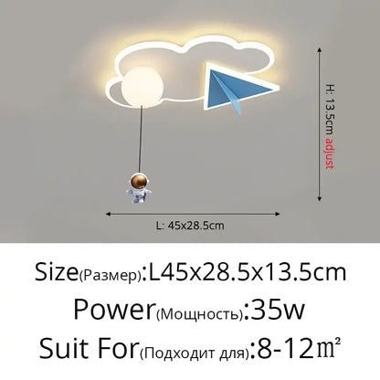 Whimsical astronaut cloud ceiling chandelier light bedroom led decor