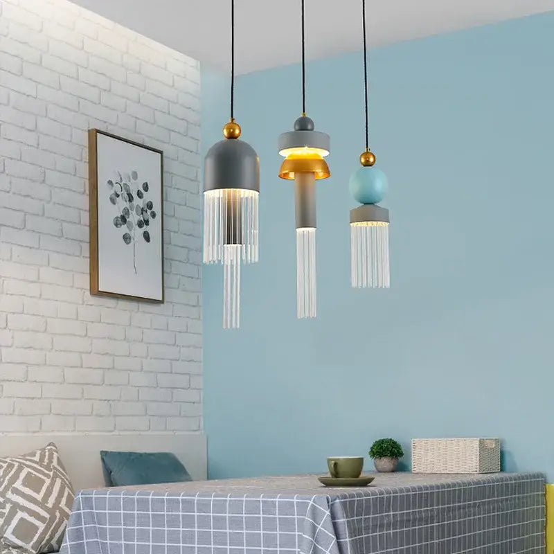 Modern geometric jellyfish glass pendant light for bedrooms
