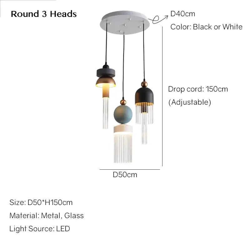 Modern geometric jellyfish glass pendant light for bedrooms