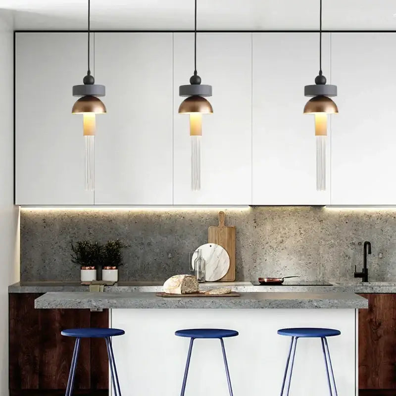 Modern geometric jellyfish glass pendant light for bedrooms