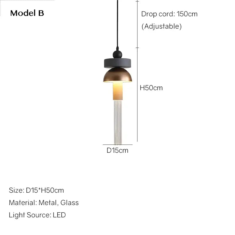 Modern geometric jellyfish glass pendant light for bedrooms