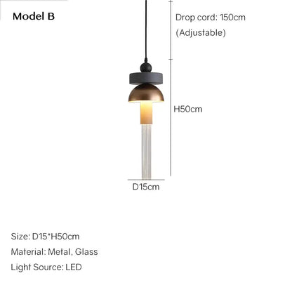 Modern geometric jellyfish glass pendant light for bedrooms