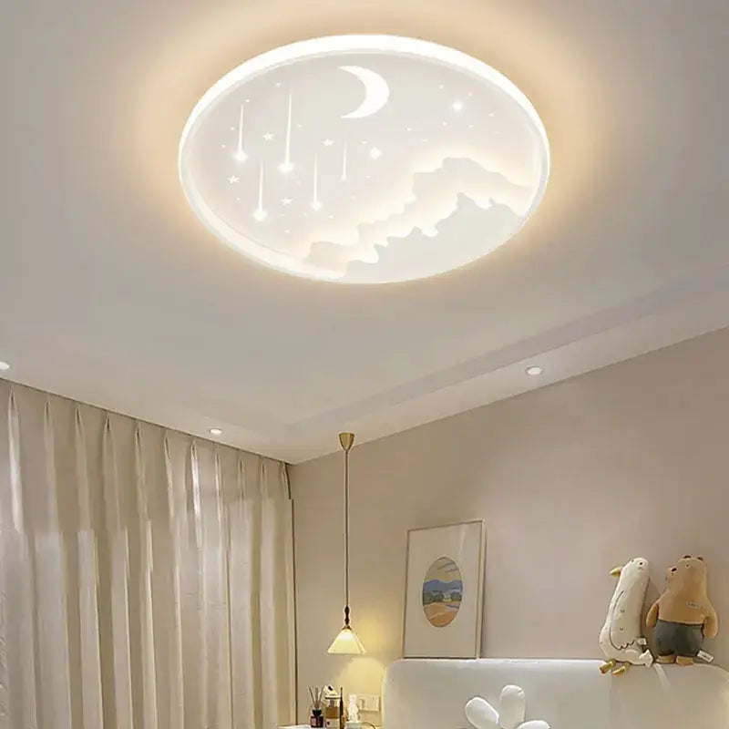 Starry chandelier ring lamp blue white & gold childrens room light