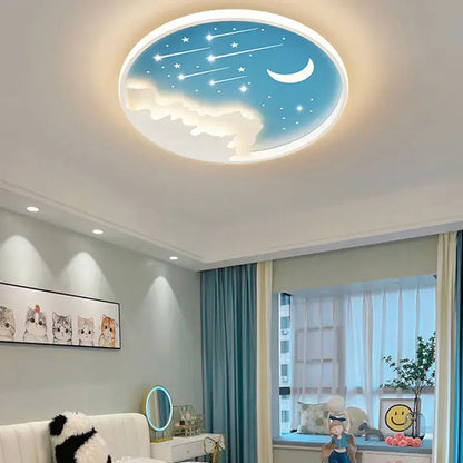 Starry chandelier ring lamp blue white & gold childrens room light