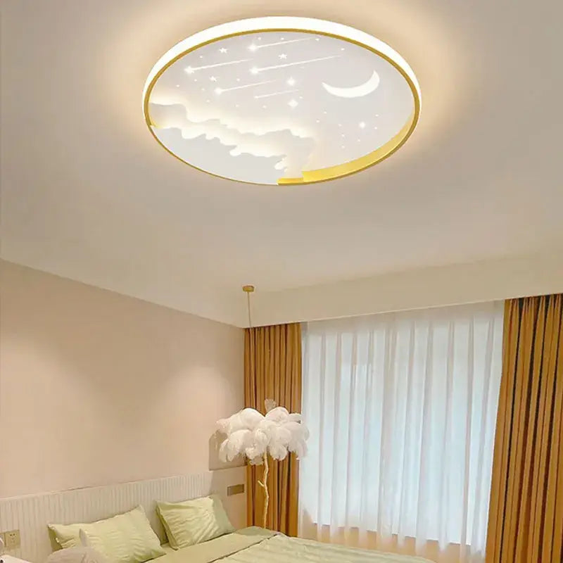 Starry chandelier ring lamp blue white & gold childrens room light