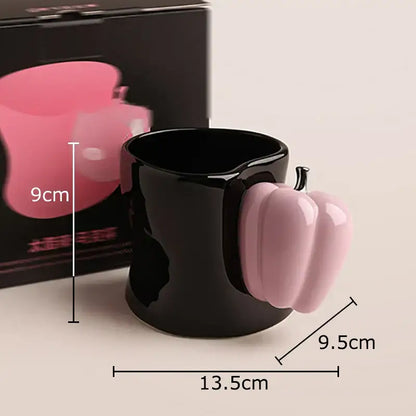 Black & white chili handle cup & saucer set – kitchen coffee mugs