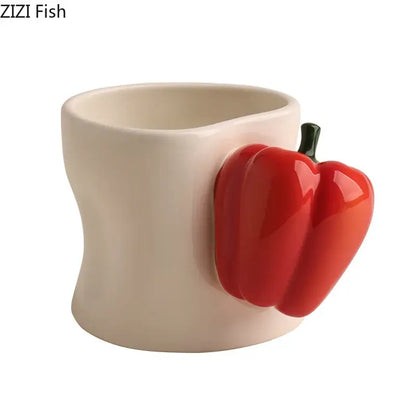 Black & white chili handle cup & saucer set – kitchen coffee mugs