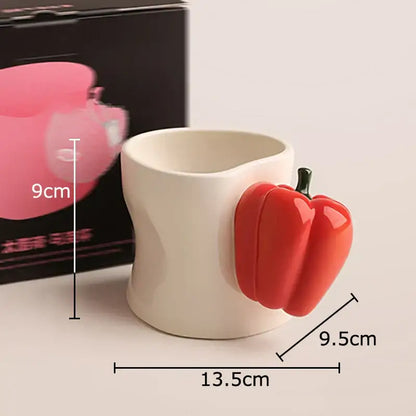 Black & white chili handle cup & saucer set – kitchen coffee mugs
