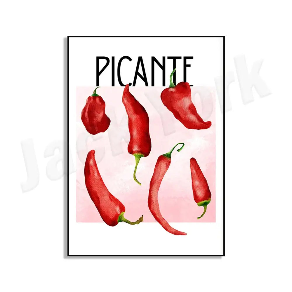 Vibrant red & green chili pepper art trio kitchen framed wall decor