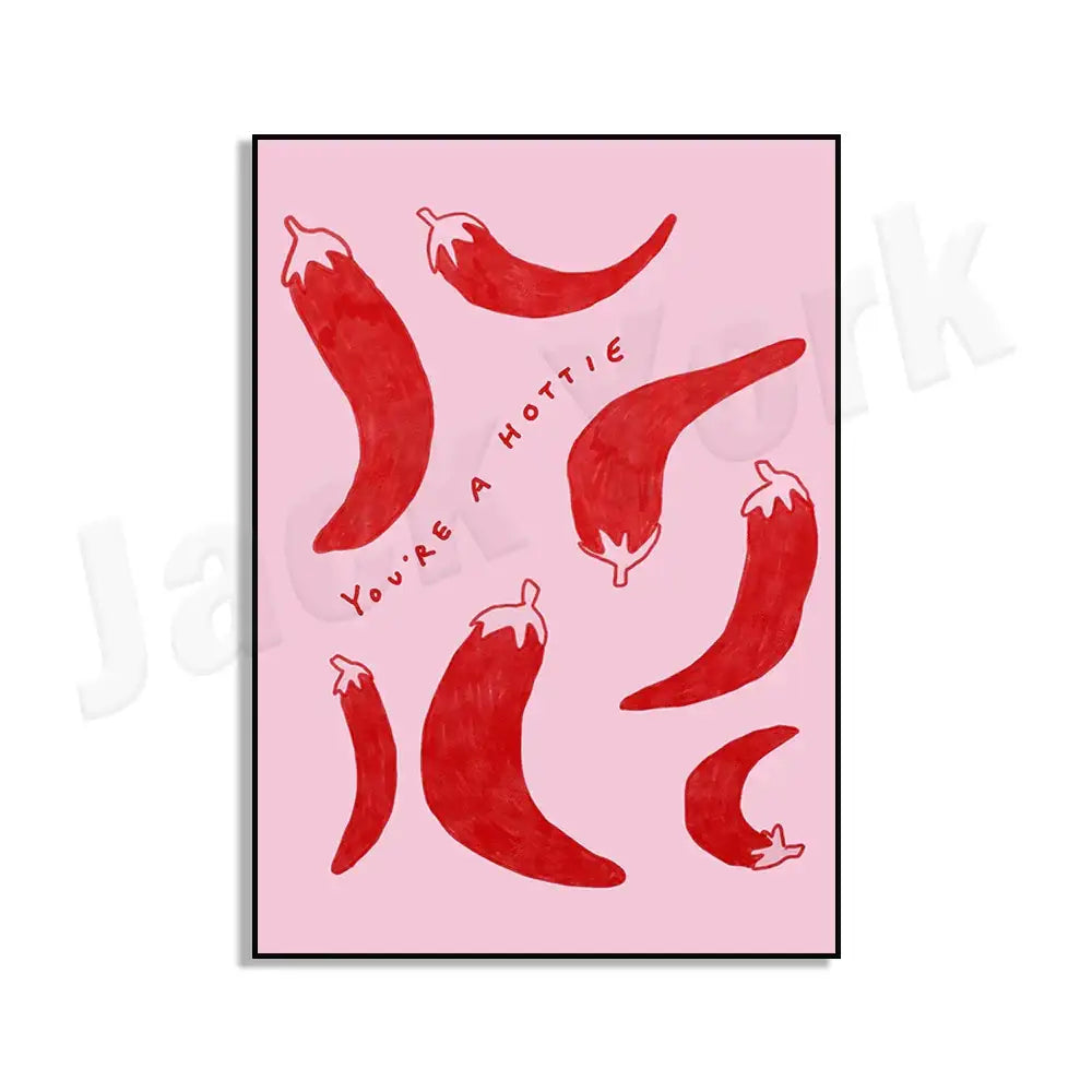 Vibrant red & green chili pepper art trio kitchen framed wall decor