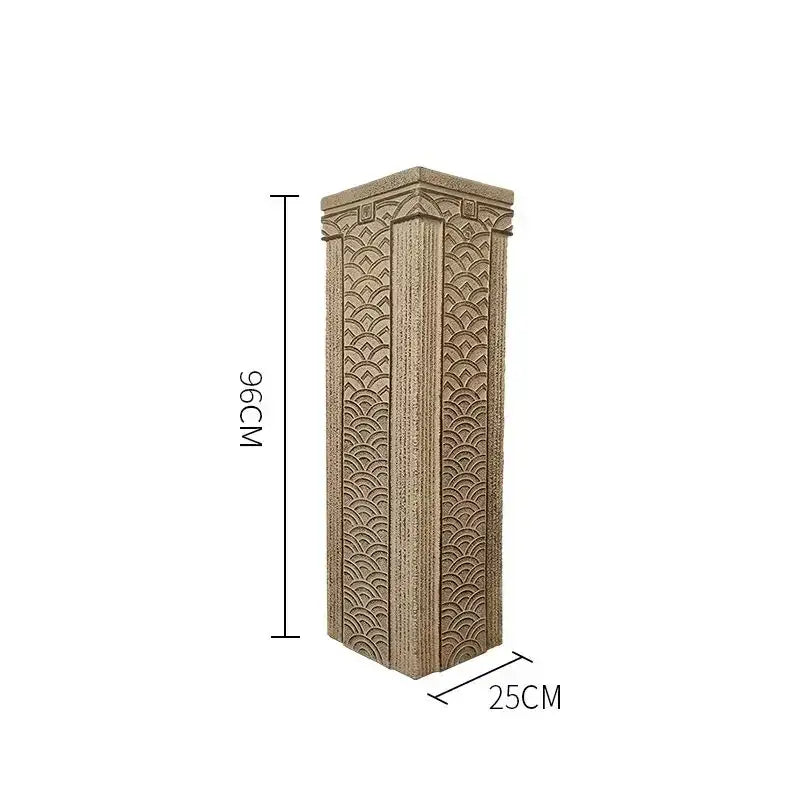 Antique beige carved resin stake display column garden and living room