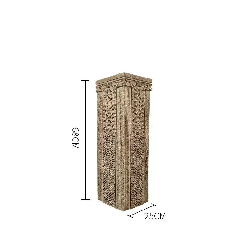 Antique beige carved resin stake display column garden and living room