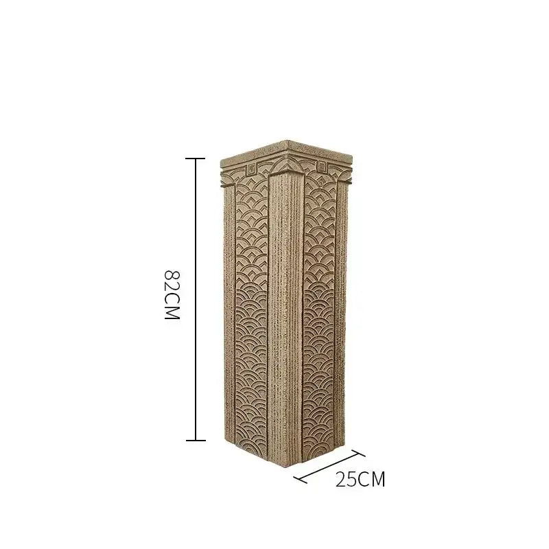 Antique beige carved resin stake display column garden and living room