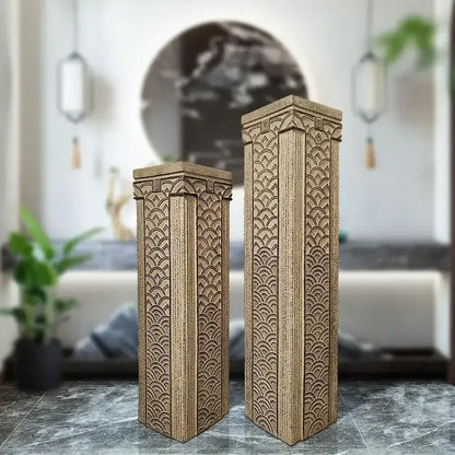 Antique beige carved resin stake display column garden and living room