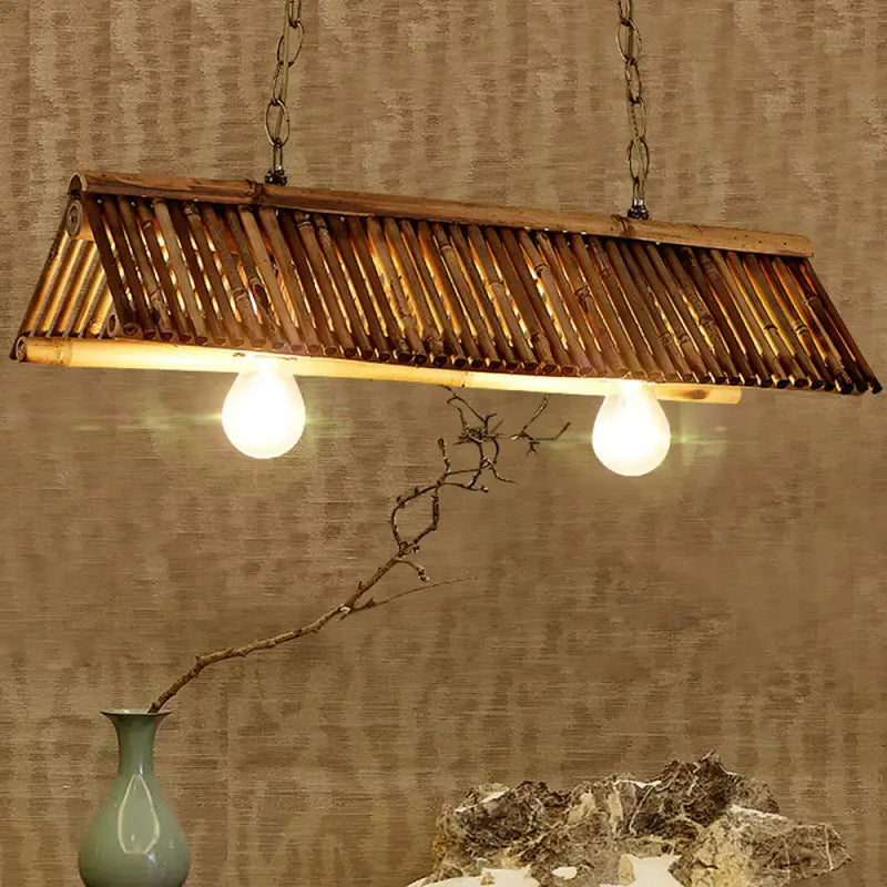 Chinese bamboo triangular island light for tearoom kitchen