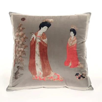Traditional chinese beauty girl luxury cushion cover living room silk