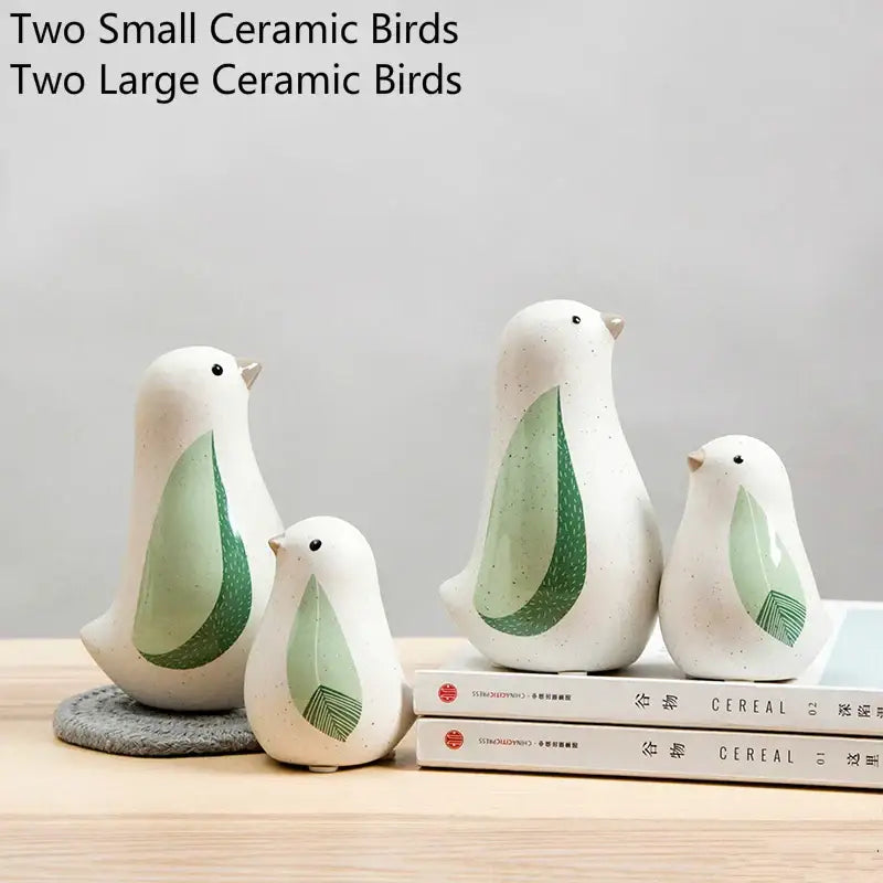 Modern white speckled ceramic bird figurines living room decor