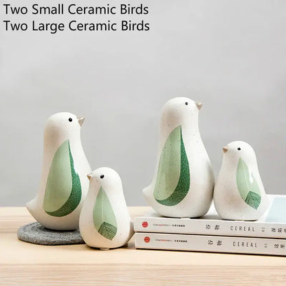 Modern white speckled ceramic bird figurines living room decor