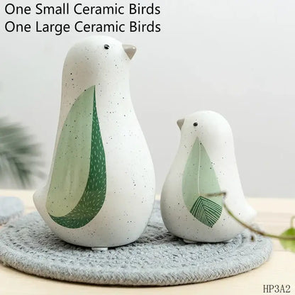 Modern white speckled ceramic bird figurines living room decor