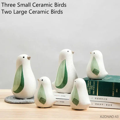 Modern white speckled ceramic bird figurines living room decor