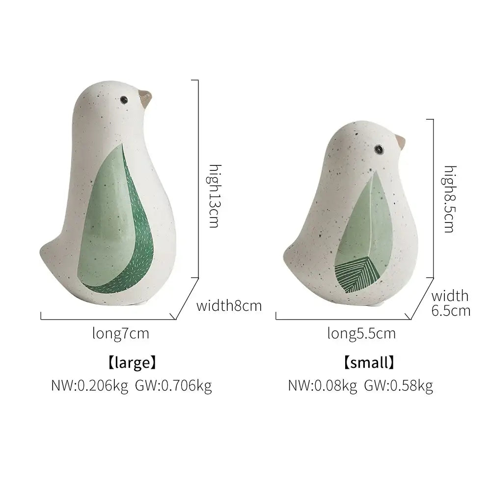 Modern white speckled ceramic bird figurines living room decor