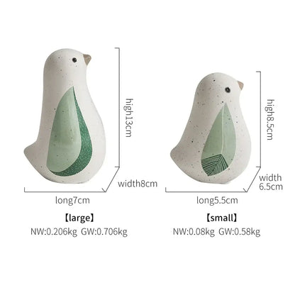 Modern white speckled ceramic bird figurines living room decor