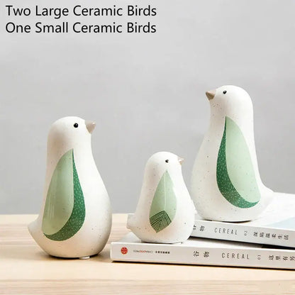 Modern white speckled ceramic bird figurines living room decor